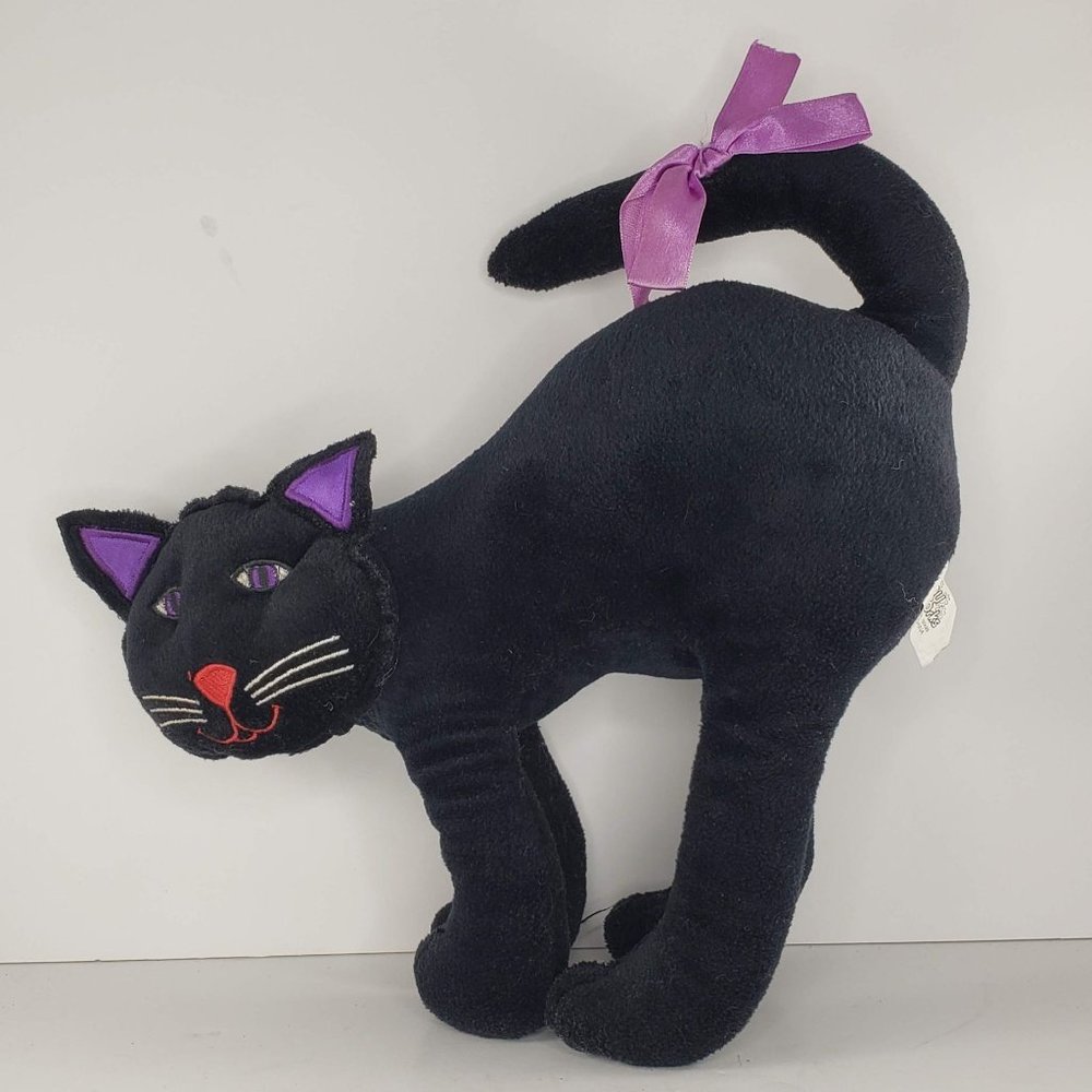Vintage Toy Works Black Cat Halloween Plush Stuffed Animal